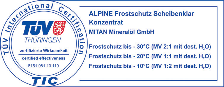 Alpine Scheibenklar Konzentrat Sommer mit Insektenlöser 1:10 1L